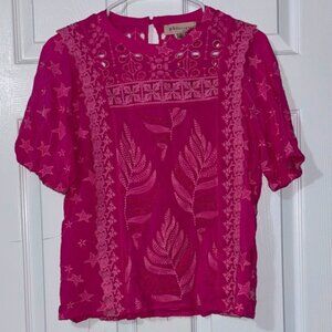 Philosophy Fuchsia Embroidered Blouse